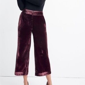 Madewell Velvet Wide-Leg Pants in Rich Plum